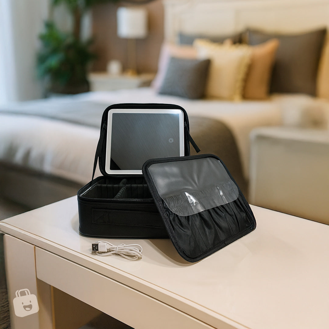 Cosmetiquera con espejo y luz led
