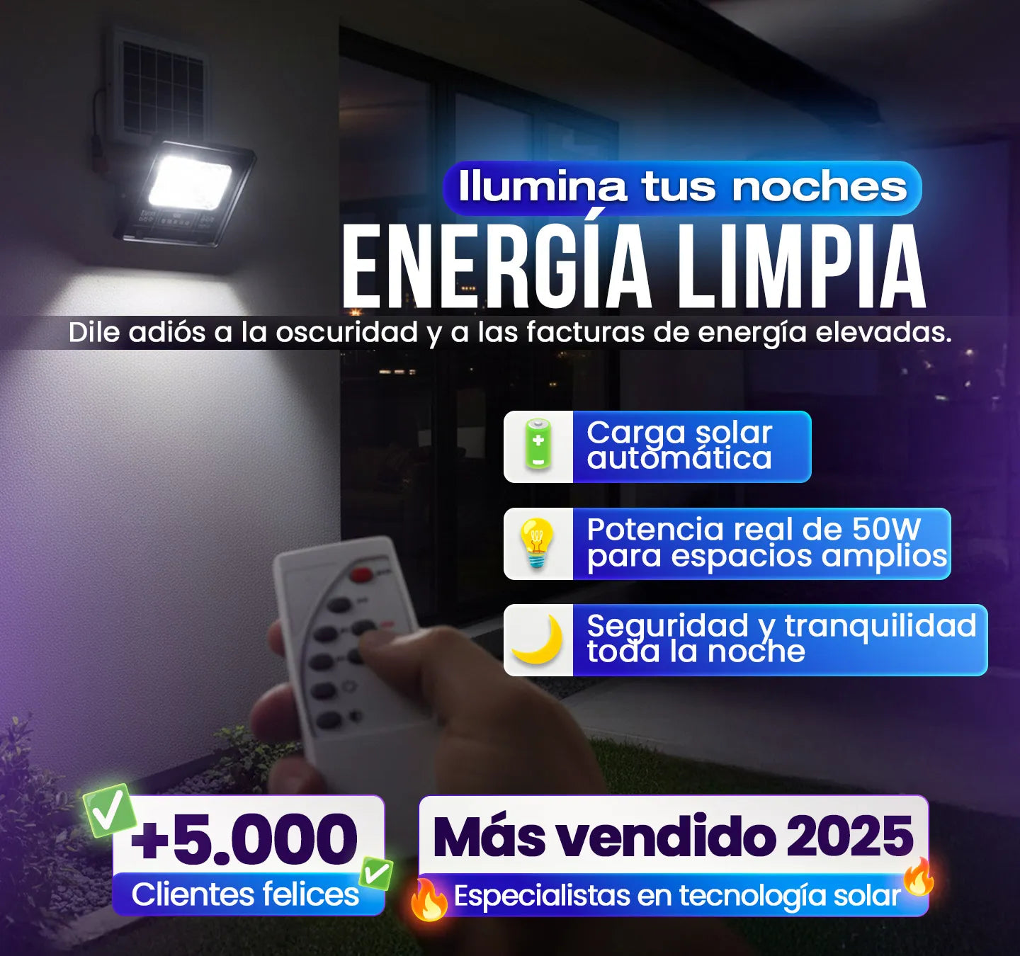 Lampara Solar 50W GD-755