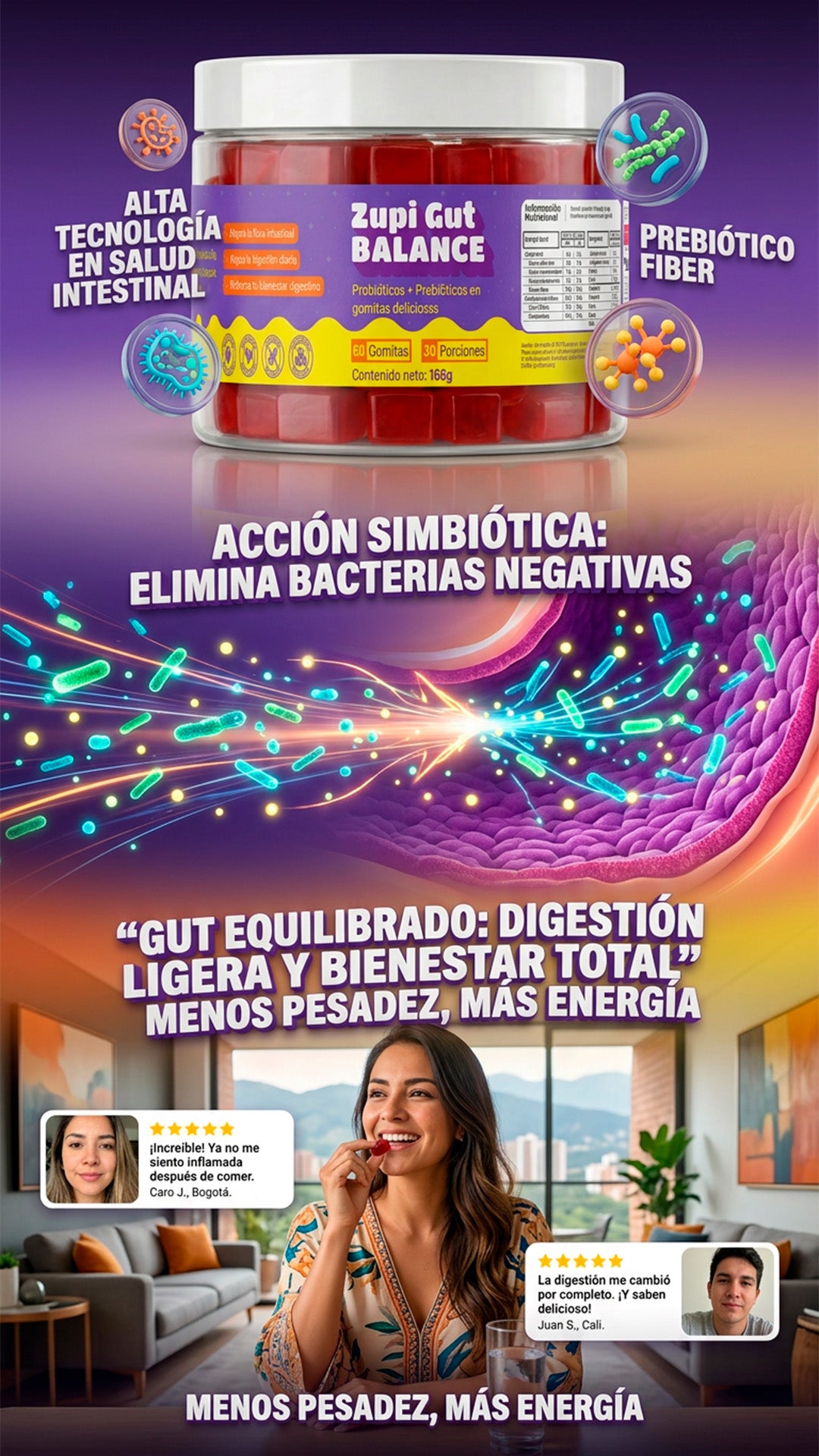 Gomas de probioticos y prebioticos Zupi