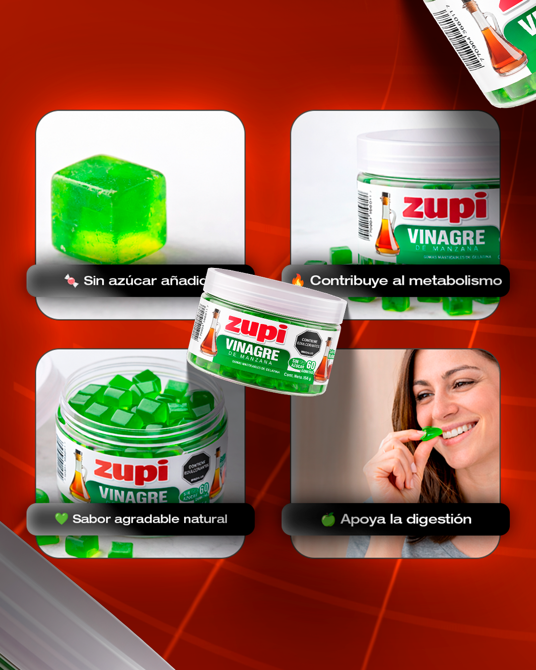 Gomas de vinagre de manzana Zupi