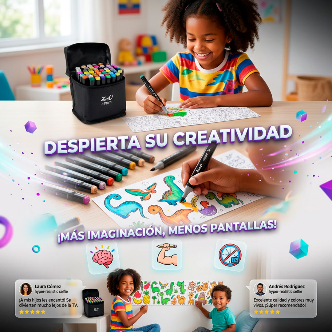 Combo marcadores x 24 + 2 rollos de dibujar