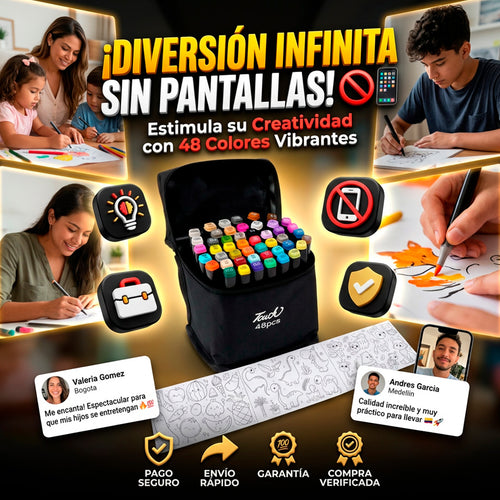 Combo marcadores x 24 + 2 rollos de dibujar