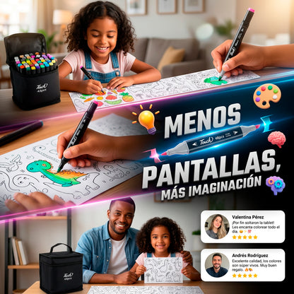 Combo marcadores x 24 + 2 rollos de dibujar